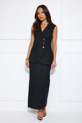 Office Talk Maxi Skirt Black